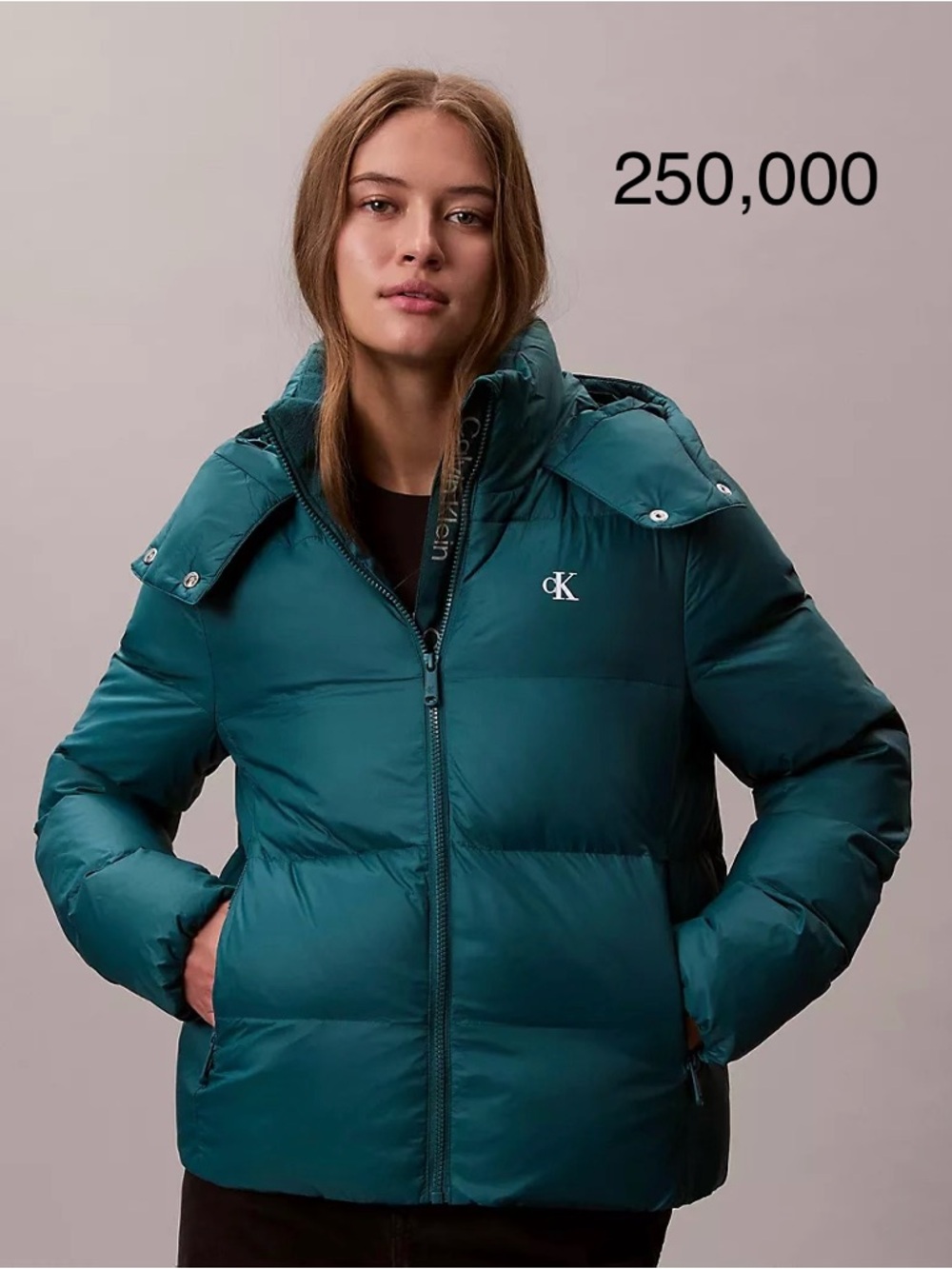 Calvin Klein Teal Green Puffer Jacket - Women's Insulated Hooded Coat